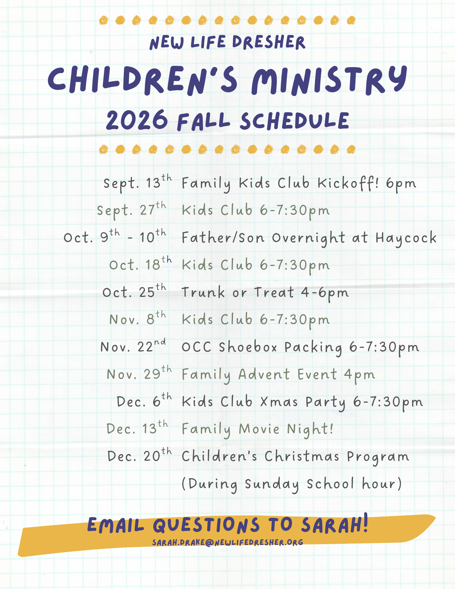 childrens ministry fall schedule